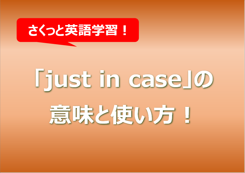 「just in case」の意味と使い方！ - キニナリEnglish